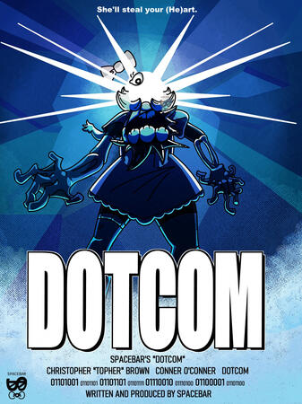 A parody of the classic *The Thing* poster featuring my original character, DOTCOM.